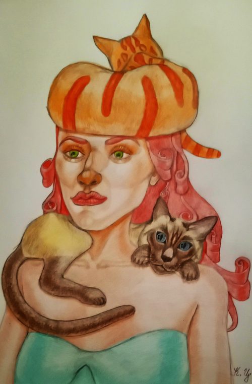 Камелия Цонкова, "Кокона", рисунка с цветни моливи, размер 35/50 см.