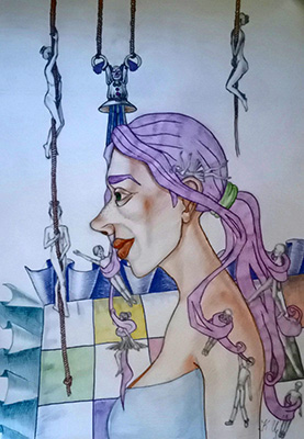 "Цирк", рисунка с цветни моливи, размер 35/50 см.